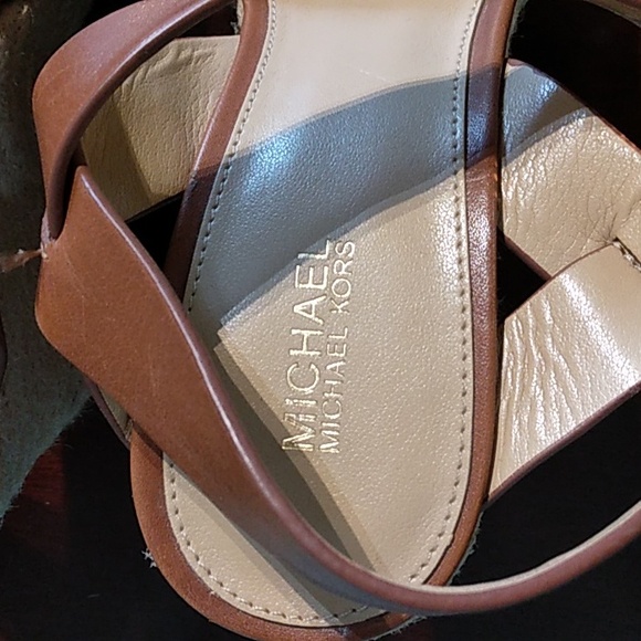 NEW! MICHEAL KORS CELIA ESPADRILLE LEATHER WEDGE SANDALS - Picture 2 of 10